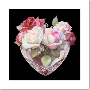 Roses in Heart Shaped Vase Posters and Art